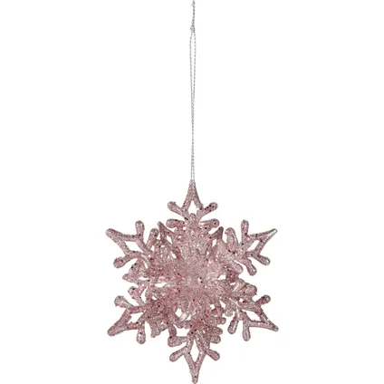 Christmas Decoration kersthangers sneeuwvlokken- 2x - roze 3