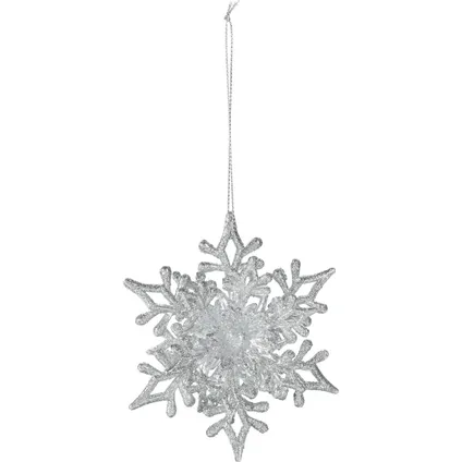 Christmas Decoration kersthangers sneeuwvlokken- 2x - zilver 2