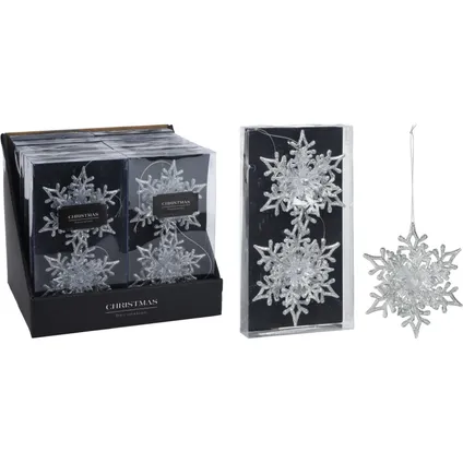 Christmas Decoration kersthangers sneeuwvlokken- 2x - zilver 3