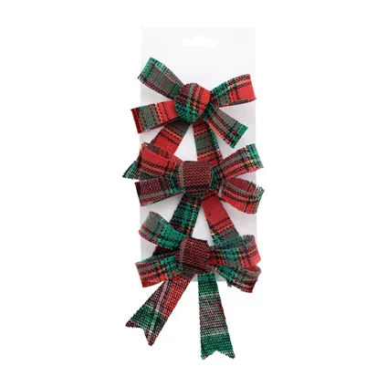 Feeric christmas kerststrikjes - 3x st - rood/groen - 14 cm 2