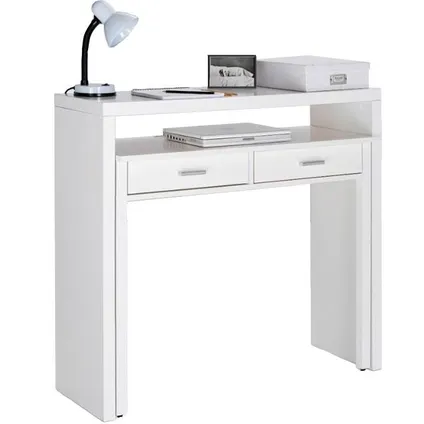 Skraut Home - Bureau informatique Extensible d´appoint pour ordinateur, 2 tiroirs, blanc 4