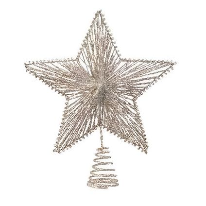 Decoris Kerstboompiek - champagnekleurig - ster piek - 25 cm