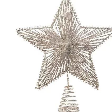Decoris Kerstboompiek - champagnekleurig - ster piek - 25 cm 2