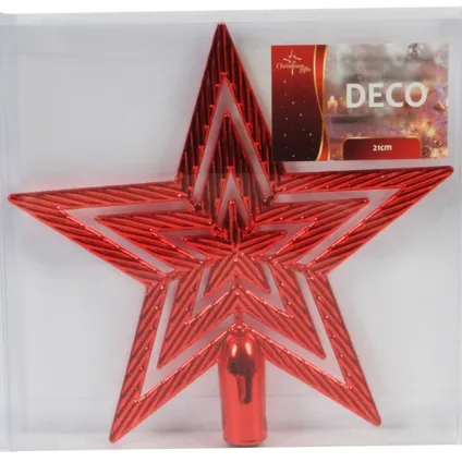 Kerstboompiek - rood - ster - kunststof - 21 cm 2