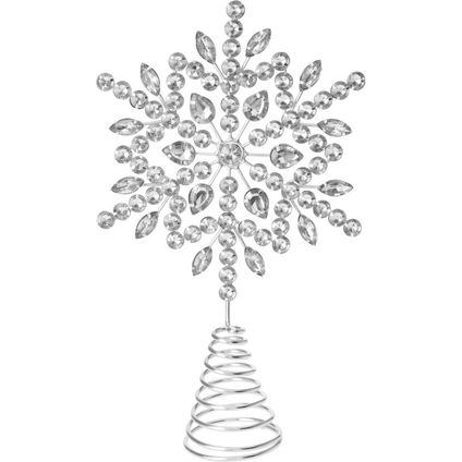 Christmas Decoration piek - ster vorm - zilver -steentjes - 23 cm