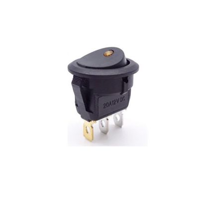 Wipschakelaar - KCD3-12 - 3-pins - Rond - 12V - Max. 20A - LED indicator Geel