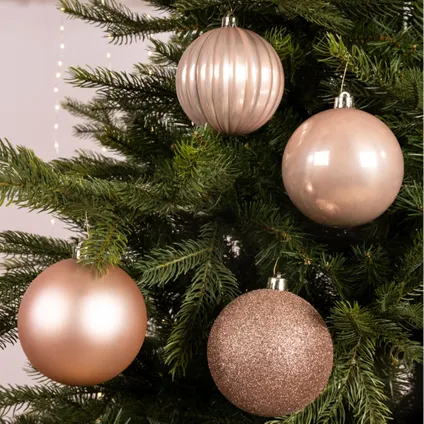 Decoris Kerstballen - 4ST - lichtroze - kunststof - 10 cm 2