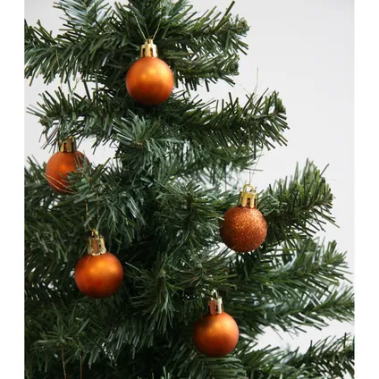 Krist+ Kerstballen - 12x ST - oranje - kunststof - 3 cm - glitter - mat 4
