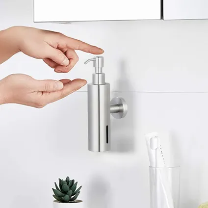 VDN Stainless Pompe à savon - Distributeur de savon mural - Argent - Suspendu - Acier inoxydable 2