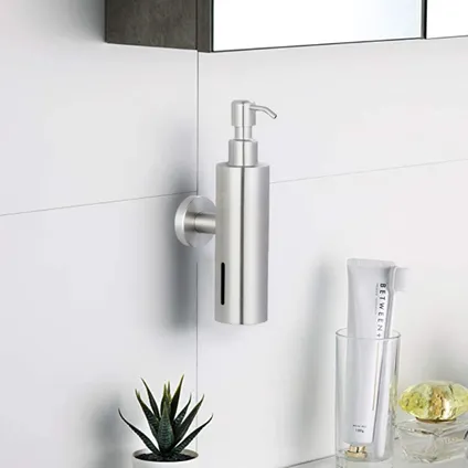VDN Stainless Pompe à savon - Distributeur de savon mural - Argent - Suspendu - Acier inoxydable 3