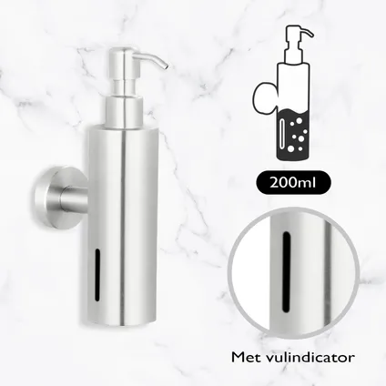 VDN Stainless Pompe à savon - Distributeur de savon mural - Argent - Suspendu - Acier inoxydable 4