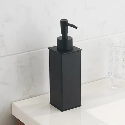 VDN Stainless Pompe à savon - Distributeur de savon - Pompe à savon sur pied - Noir - Carrée - Acier inoxydable 2
