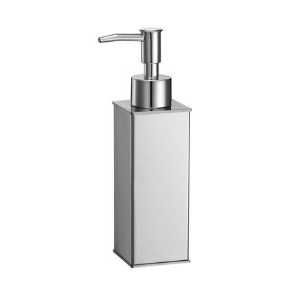 VDN Stainless Pompe à savon - Distributeur de savon - Pompe à savon sur pied - Chrome - Carrée - Acier inoxydable