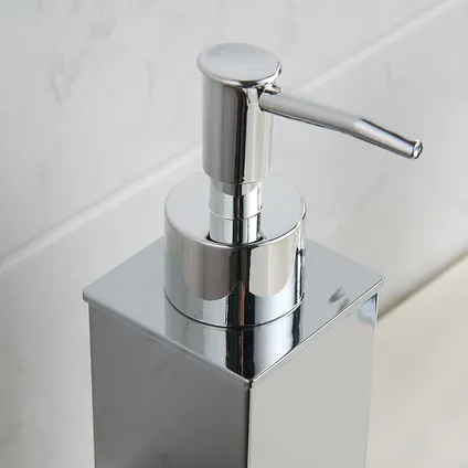 VDN Stainless Pompe à savon - Distributeur de savon - Pompe à savon sur pied - Chrome - Carrée - Acier inoxydable 5