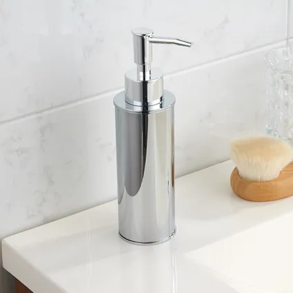 VDN Stainless Pompe à savon - Distributeur de savon - Pompe à savon sur pied - Chrome - Ronde - Acier inoxydable 2