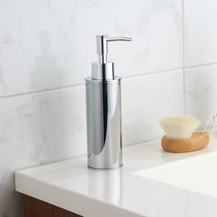 VDN Stainless Pompe à savon - Distributeur de savon - Pompe à savon sur pied - Chrome - Ronde - Acier inoxydable 3