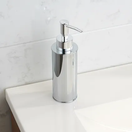 VDN Stainless Pompe à savon - Distributeur de savon - Pompe à savon sur pied - Chrome - Ronde - Acier inoxydable 4