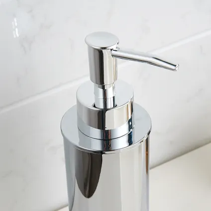 VDN Stainless Pompe à savon - Distributeur de savon - Pompe à savon sur pied - Chrome - Ronde - Acier inoxydable 5