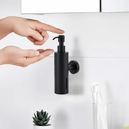 VDN Stainless Pompe à savon - Distributeur de savon mural - Noir - Suspendu - Acier inoxydable 2