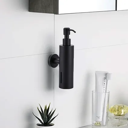 VDN Stainless Pompe à savon - Distributeur de savon mural - Noir - Suspendu - Acier inoxydable 3