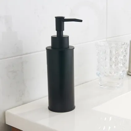 VDN Stainless Pompe à savon - Distributeur de savon - Pompe à savon sur pied - Noir - Ronde - Acier inoxydable 2