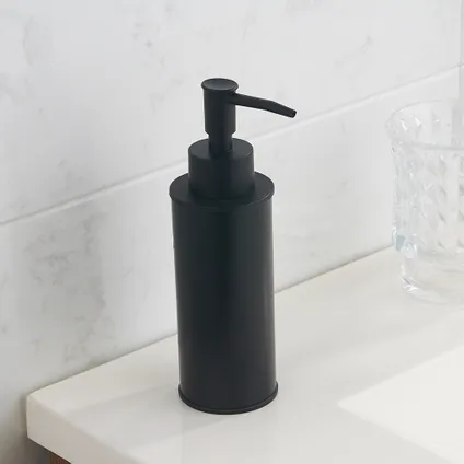 VDN Stainless Pompe à savon - Distributeur de savon - Pompe à savon sur pied - Noir - Ronde - Acier inoxydable 3