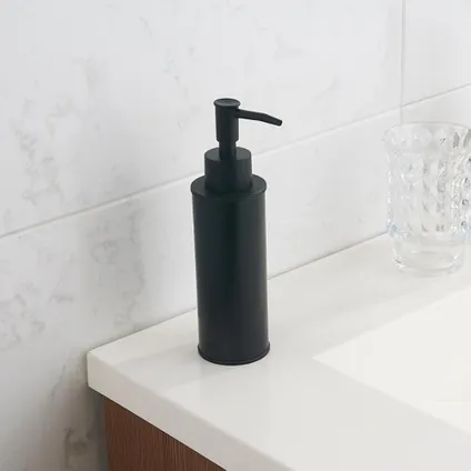 VDN Stainless Pompe à savon - Distributeur de savon - Pompe à savon sur pied - Noir - Ronde - Acier inoxydable 4