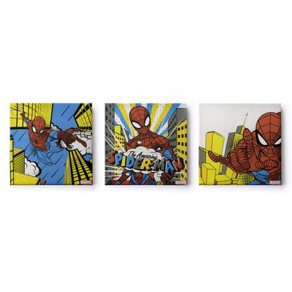 Marvel Spiderman | Canvas Set van 3 - Retro - 3x 30x30cm