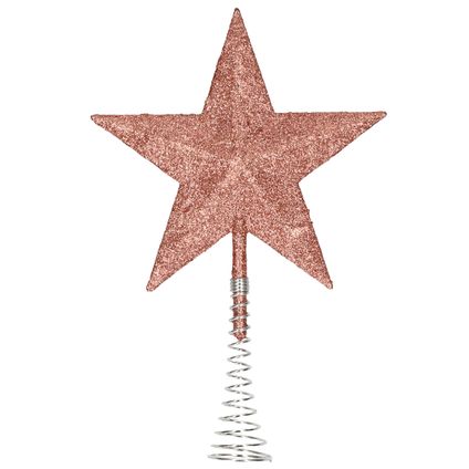 Kerstboom piek - ster - kunststof - donker roze - glitter - 20 cm
