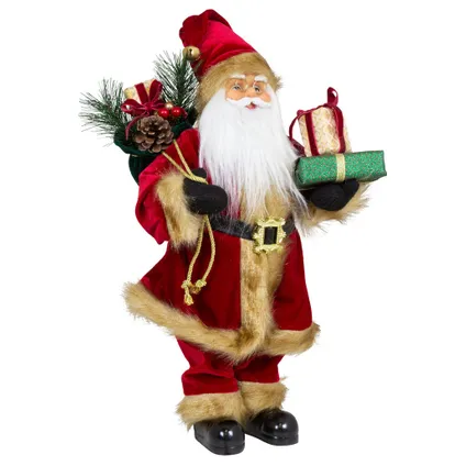 Kerstman decoratie beeld - H45 cm - rood - staand - kerstpop 2