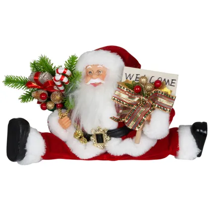 Kerstman decoratie beeld - H30 cm - rood - flexibele benen - kerstpop 2