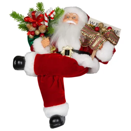 Kerstman decoratie beeld - H30 cm - rood - flexibele benen - kerstpop 3