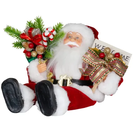 Kerstman decoratie beeld - H30 cm - rood - flexibele benen - kerstpop 4