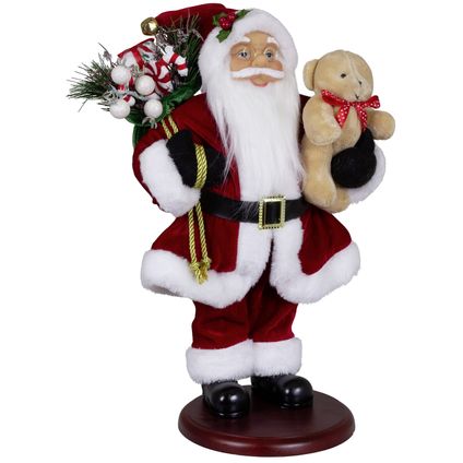 Kerstman decoratie beeld - H45 cm - rood - staand - op poot - kerstpop