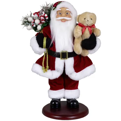 Kerstman decoratie beeld - H45 cm - rood - staand - op poot - kerstpop 2
