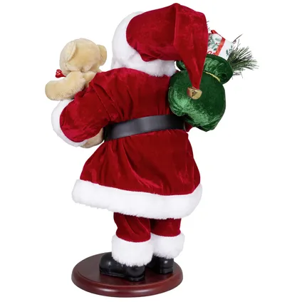 Kerstman decoratie beeld - H45 cm - rood - staand - op poot - kerstpop 3