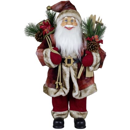 Kerstman decoratie beeld - H60 cm - rood - staand - kerstpop