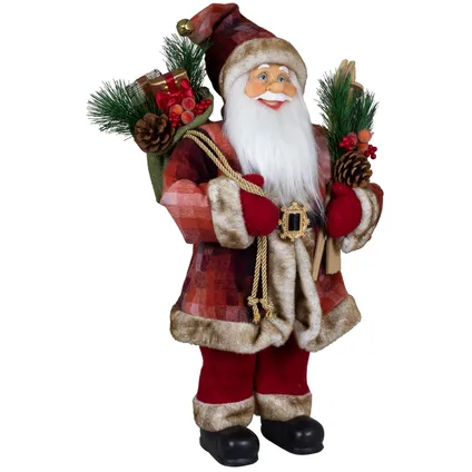 Kerstman decoratie beeld - H60 cm - rood - staand - kerstpop 3