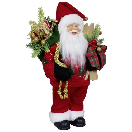 Kerstman decoratie beeld - H30 cm - rood - staand - kerstpop 2