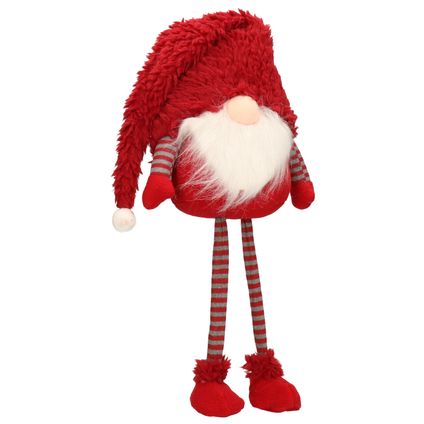 Decoratie gnome/kabouter pop - H55 cm - rood - kerstman pop