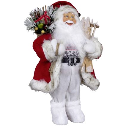 Kerstman decoratie beeld - H45 cm - rood - staand - kerstpop