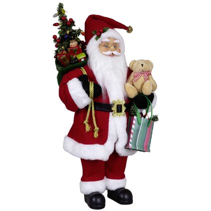 Kerstman decoratie beeld - H45 cm - rood - staand - kerstpop