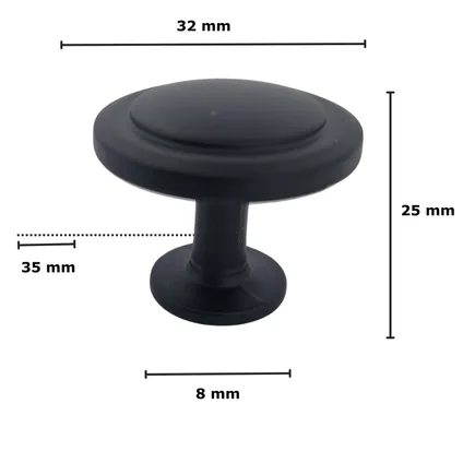 Bouton de meuble / Poignée de placard - Memphis 32 mm - Noir 5ST 3