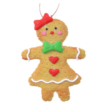 Kersthanger - gingerbread peperkoek vrouwtje - kunststof - 11 cm
