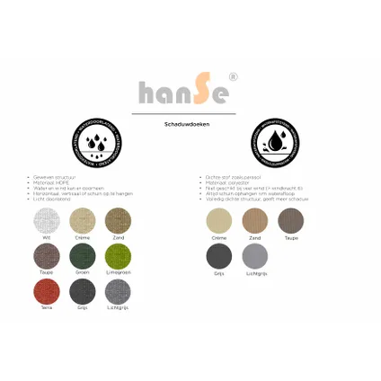 hanSe® Schaduwdoek Vierkant Waterafstotend 3,6x3,6 m Zand 6