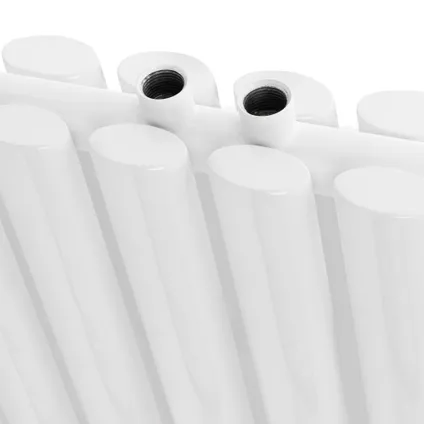 Radiateur blanc tube ovale double couche raccord universel à gauche 780x600 mm 2