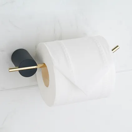 VDN Stainless Porte-rouleau de papier toilette - Noir mat/Or 4