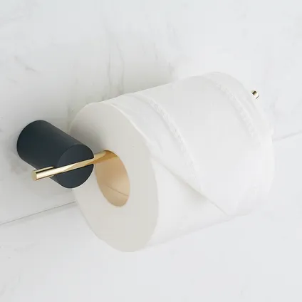 VDN Stainless Toiletrolhouder - WC Rolhouder - Matzwart/Goud - Toiletpapier houder 5
