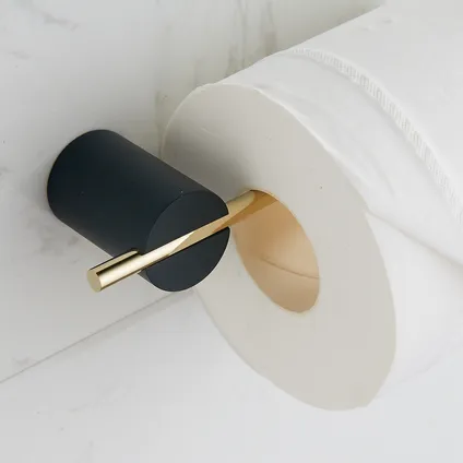 VDN Stainless Toiletrolhouder - WC Rolhouder - Matzwart/Goud - Toiletpapier houder 6
