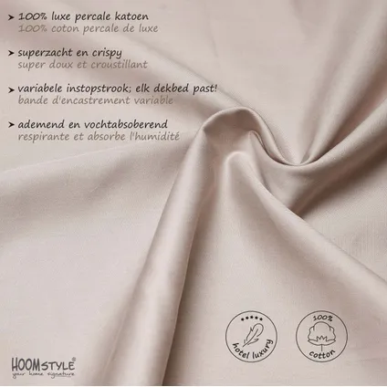 HOOMstyle Housse de Couette 100% Coton Percale - Qualité Supérieure - 1 personne 140x240cm - Sable 2